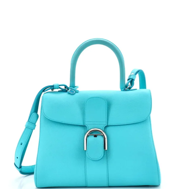 Delvaux Brillant Top Handle Bag Leather MM in blue Leather from Rebag