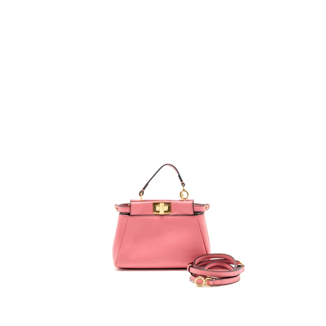Fendi Micro Peekaboo Bag Nappa Leather Pink GHW in Pink Nappa leather from EMIER