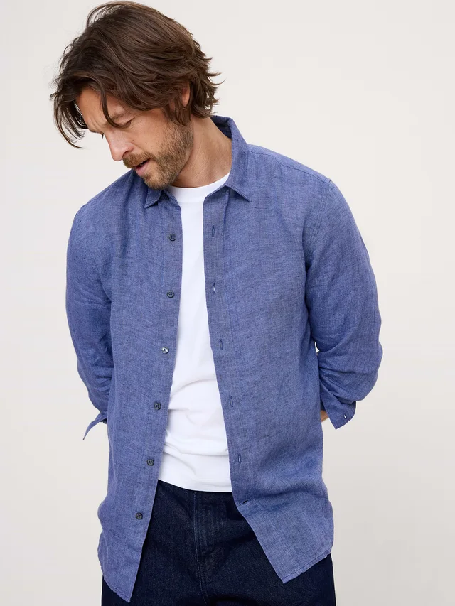 Banana Republic Slim-Fit Linen Shirt in Blue from Banana Republic (Canada), photo 1 of 1