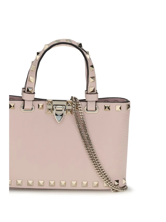 Valentino Garavani Rockstud Shopping Top Handle Bag — Pink Calf Leather in Pink Calfskin from HEWI