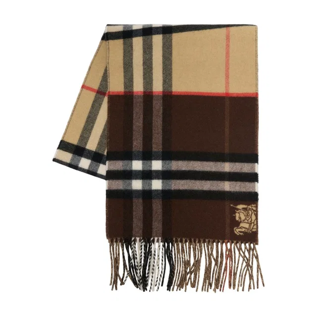 Burberry Check Cashmere Scarf — Brown Scarfs in Brown Cashmere from HEWI