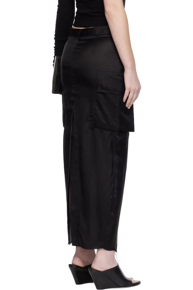 Rick Owens Black Concordians Firbanks Midi Skirt, photo 3 of 4 from SSENSE