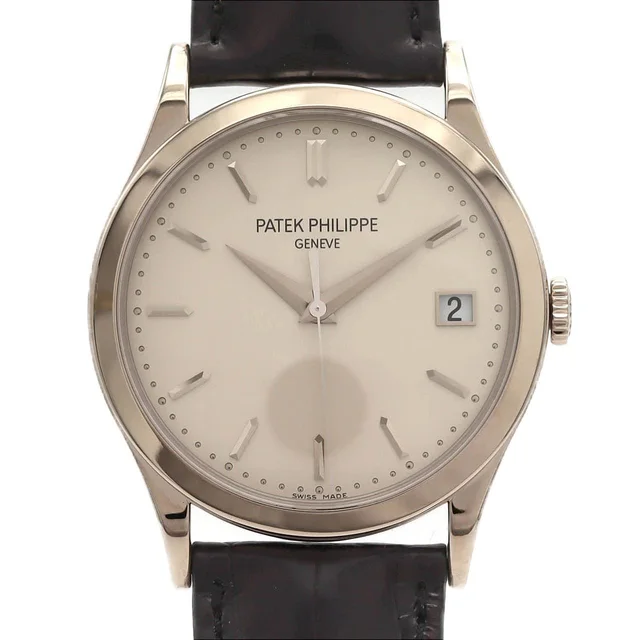 Patek Philippe Calatrava WG 5296G-010 WG Automatic in Dial color: Silver Band color: black Case: white gold Bracelet: Strap from KOMEHYO