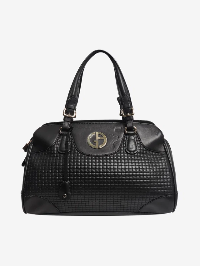 Giorgio Armani Black quilted shoulder bag in Black Leather from Sign of the Times