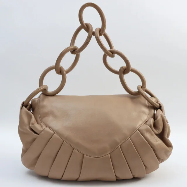 Chanel Around 2004 CC mark plate hoop shoulder bag Beige from VINTAGE QOO TOKYO, photo 6 of 11