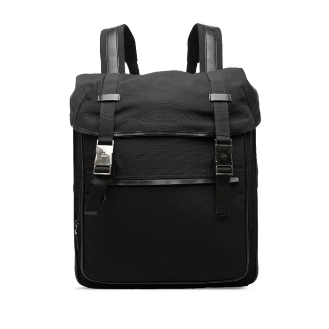 Black Gucci Nylon Double Buckle Backpack in Black Nylon from Designer Revival