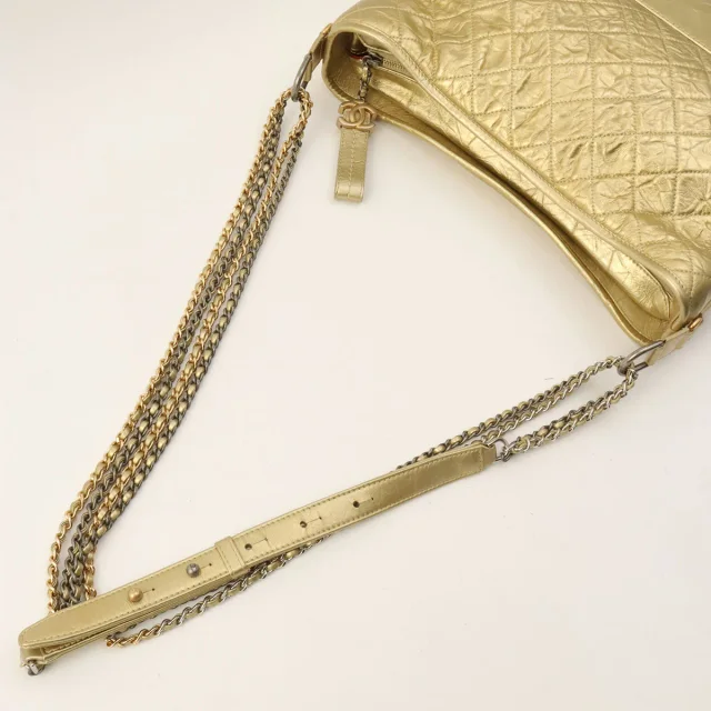 2016-era CHANEL "Gabrielle" Chain Shoulder Bag, Gold in Gold Calfskin from VINTAGE QOO TOKYO, photo 11 of 13