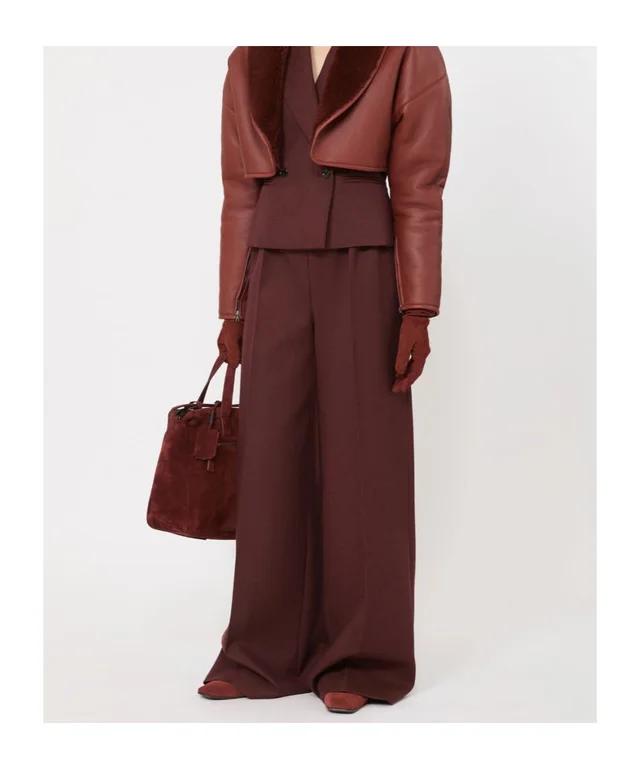 Max Mara Denim-effect wool wide-leg trousers - Rust, photo 5 of 5 from SENSER