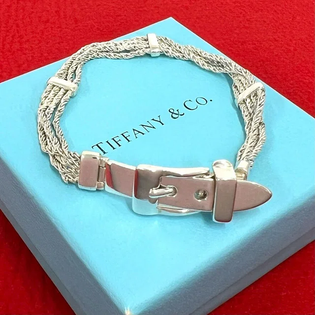Tiffany & Co. Vintage T Rope Bracelet 925 Sterling Silver Belt Chain Bangle in Silver from The Reluxe