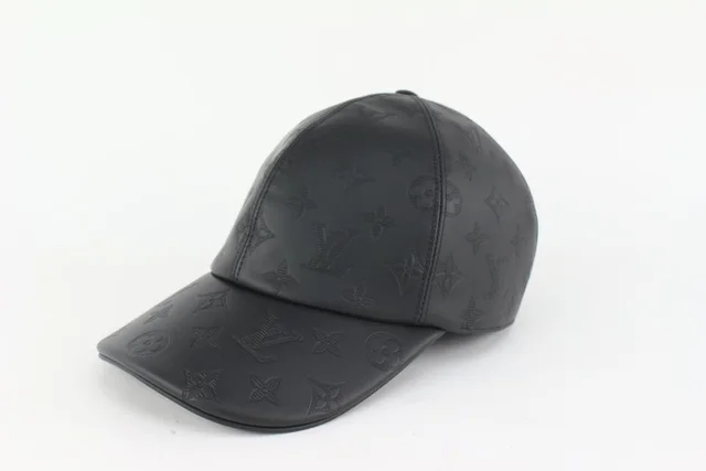 Louis Vuitton Size 60 Black Leather Monogram Shadow Cap Baseball Hat in Black Leather from Bagriculture