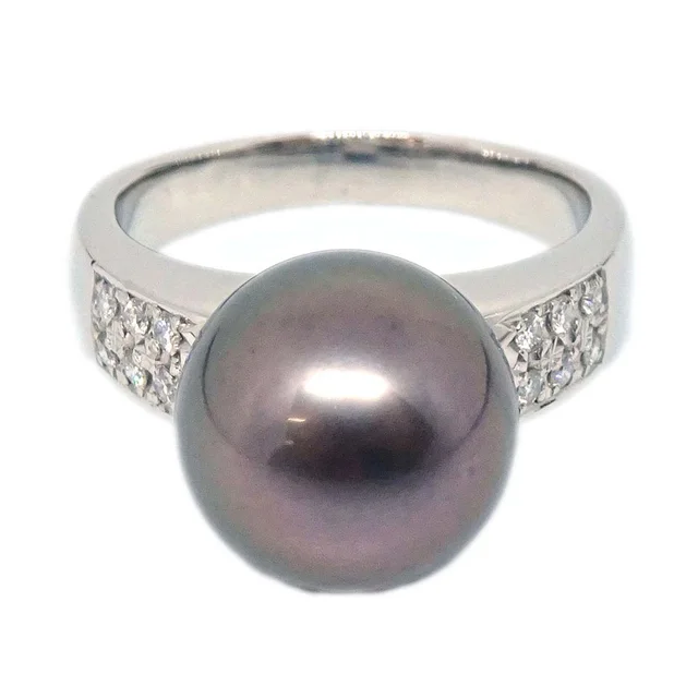 Tasaki Ring Pt900 Pearl Diamond Silver #53 Jewelry in Silver from AMORE Vintage Tokyo