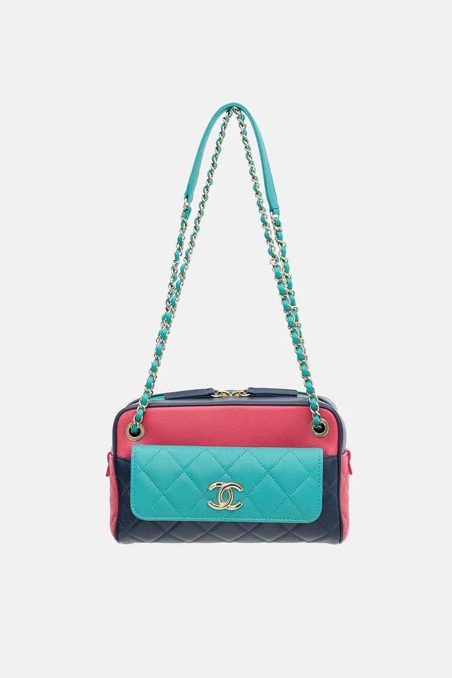 Chanel 2019 Tri Colour Leather In & Out Camera Bag in Leather from VSP Consignment