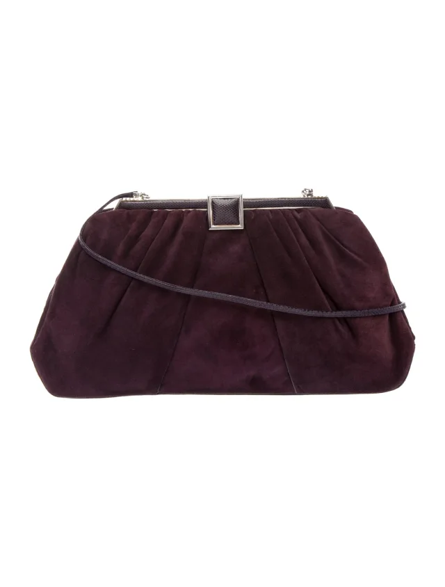 Judith Leiber Suede Clutch in purple Suede from The RealReal