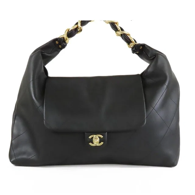 Chanel Maxi Hobo AS Black Gold Calfskin Handbag in Black Calfskin from The Reluxe