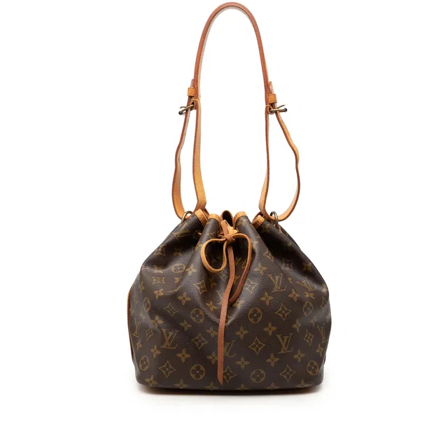 Brown Louis Vuitton Monogram Petit Noe Bucket Bag in Brown Coated canvas from Designer Revival