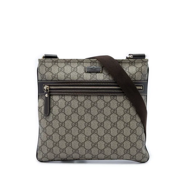 Beige Gucci GG Supreme Crossbody in Beige Coated canvas from Designer Revival