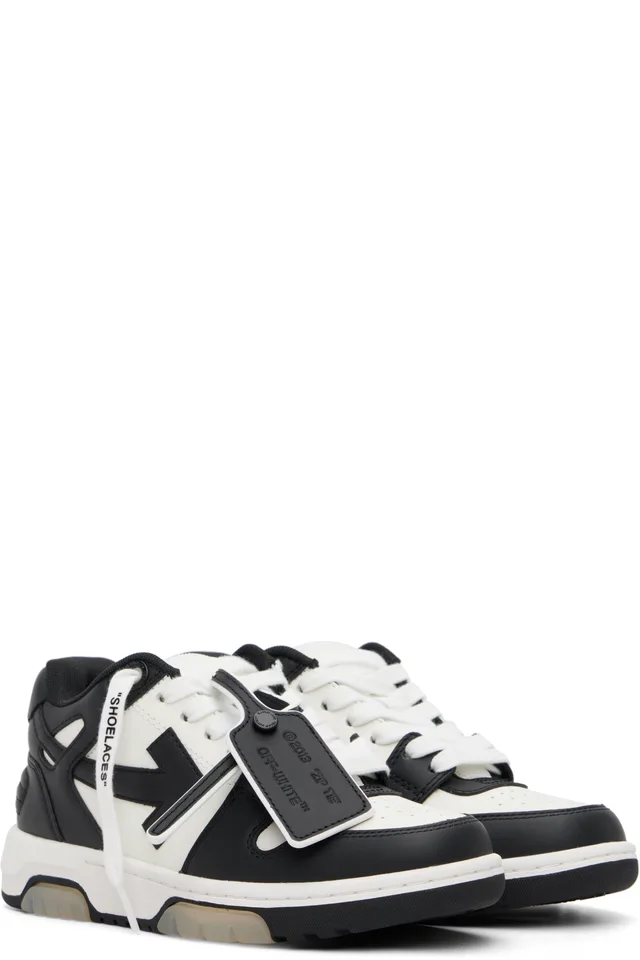 Off-White Black & White 'Out Of Office' Calf Leather Sneakers, photo 4 of 5 from SSENSE