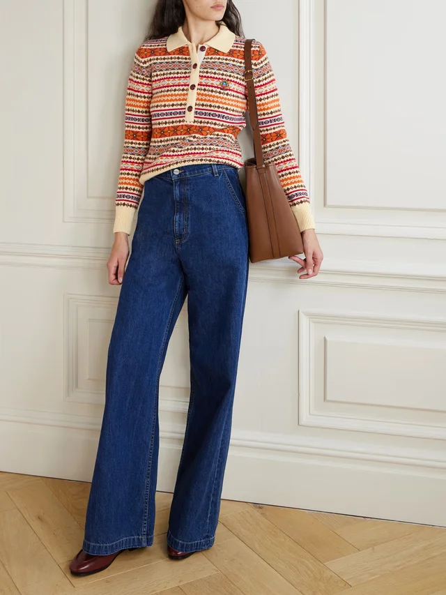 BALLY Jacquard-knit wool polo sweater in Beige, photo 2 of 2 from NET-A-PORTER (Canada)
