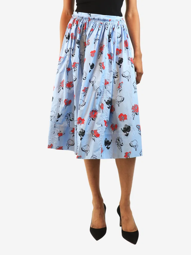 Marni Blue floral midi skirt - size UK 8 in Blue from Sign of the Times