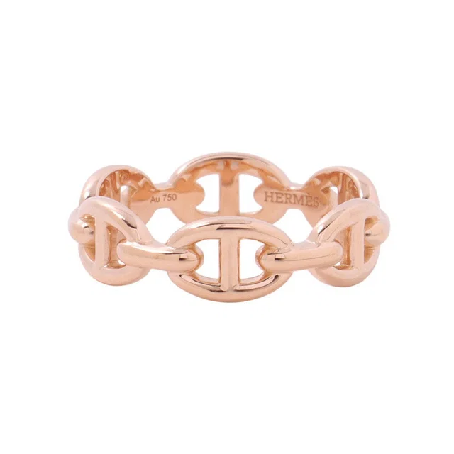 Hermès Chaine d'Ancre Anchene Ring Size 54/#14 18K Pink Gold in Pink from GALLERY RARE