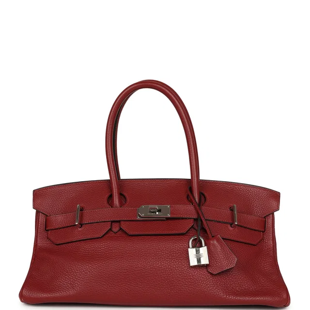 Hermès Vintage Shoulder Birkin 42 JPG Rouge H Clemence Palladium Hardware in Burgundy Clemence leather from Madison Avenue Couture
