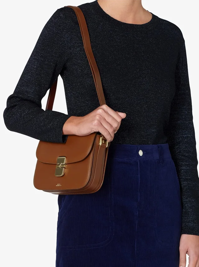 A.P.C. 'Grace Small' Beige Crossbody bag with Adjustable Strap and Logo Plate on the Front in Leather Woman in Beige 100% Cow, photo 11 of 11 from Gaudenzi Boutique