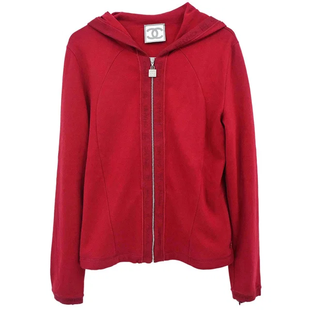 Chanel 2006 Sport Line Zip Up Hooded Jacket Red #38 in Red from AMORE Vintage Tokyo