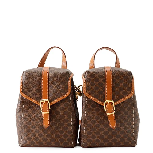 Celine Macadam Twin Mini Backpack Brown PVC Leather in Brown Leather from GALLERY RARE