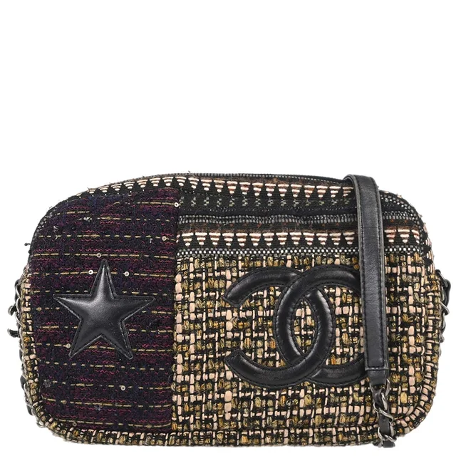 Chanel 2014-2015 Brown Tweed Paris Dallas Camera Bag Large Shoulder Bag in Brown Tweed from AMORE Vintage Tokyo