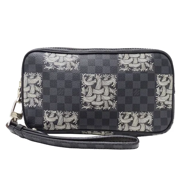 Louis Vuitton Clutch Secondbag Damier Graphite Christopher Nemes Pochette Volga in Grey Canvas from The Reluxe