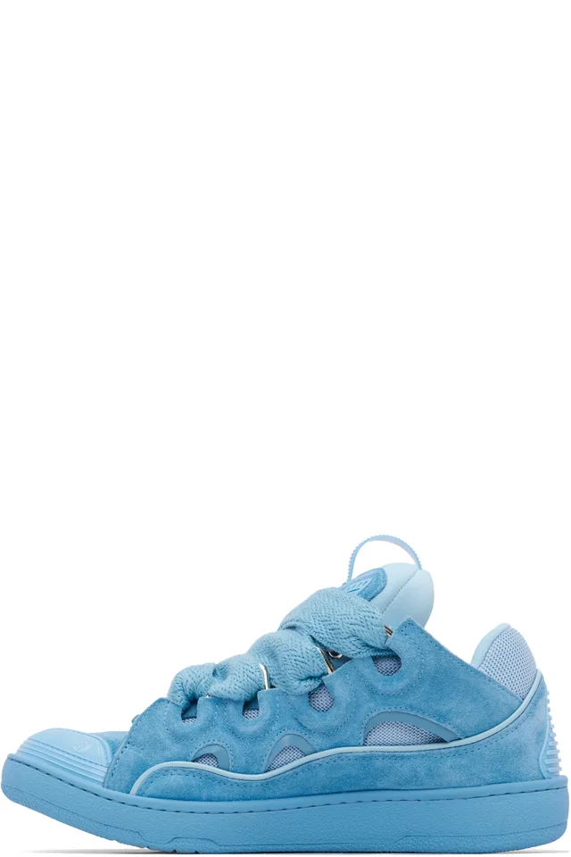 Lanvin Blue Curb Monochrome Suede Sneakers, photo 3 of 4 from SSENSE