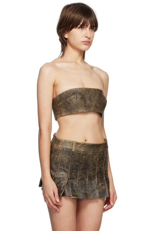 16Arlington Brown Blaise Leather Tube Top, photo 2 of 2 from SSENSE