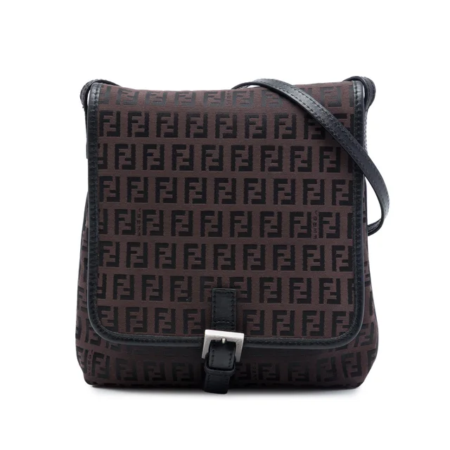 Brown Fendi Zucchino Canvas Crossbody in Brown Canvas from Designer Revival