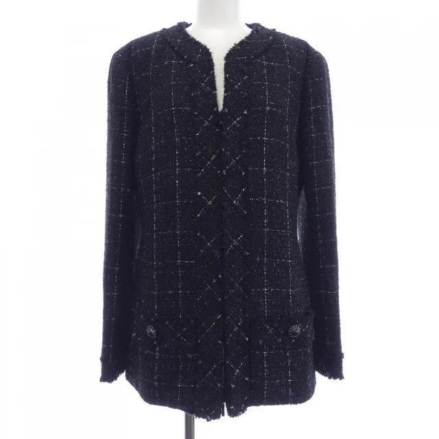 Chanel Collarless Jacket Black in Black from The Reluxe