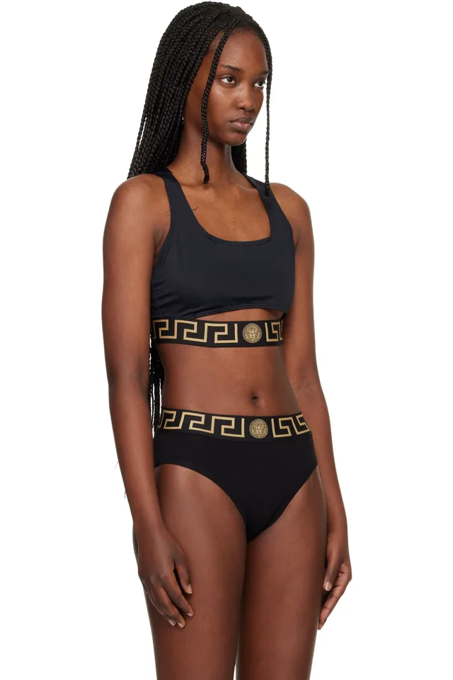 Versace Black Cutout Bikini Top, photo 2 of 4 from SSENSE