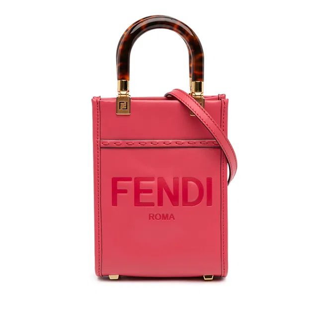Pink Fendi Mini Leather Sunshine Shopper Tote Satchel in Pink Leather from Designer Revival