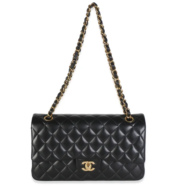 Chanel Black Quilted Lambskin Medium Classic Double Flap Bag in Black Lambskin from myGemma, photo 10 of 12