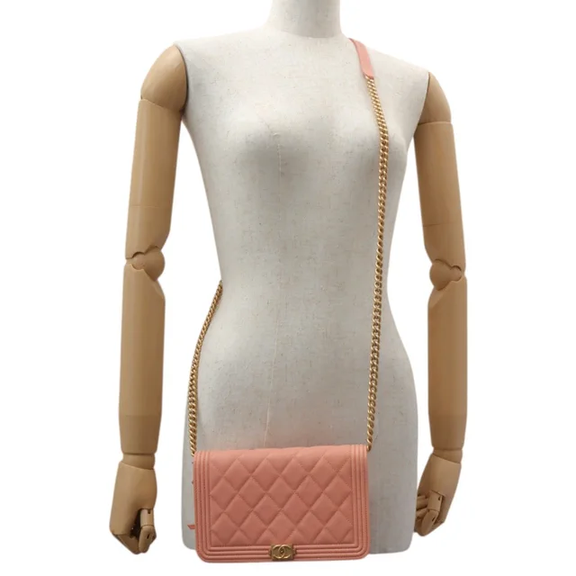 2019-ish Caviar Skin Boy Chanel Chain Wallet, Salmon Pink in Pink Caviar leather from VINTAGE QOO TOKYO, photo 2 of 2
