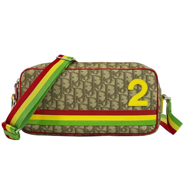 Dior Trotter Rasta Shoulder Bag Pochette Brown Multicolor in Brown Canvas from The Reluxe
