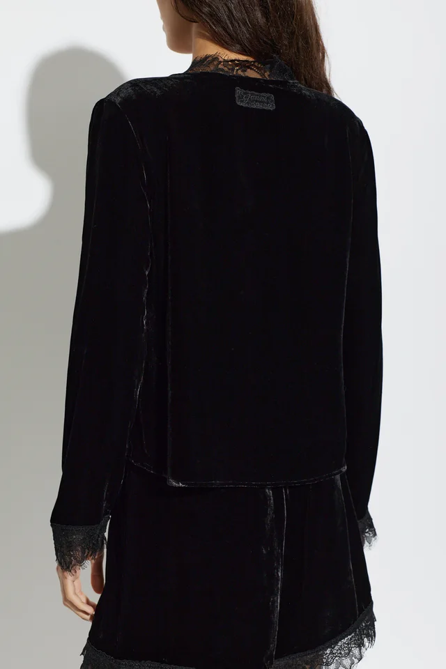 Ganni lace-trimmed velvet top, photo 2 of 4 from SENSER