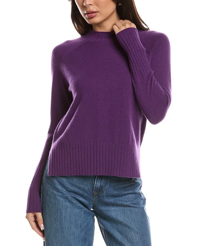 Forte Cashmere Hi Low Rib Trim Funnel Neck 100% Cashmere Sweater, image 1 of 1 from Rue La La