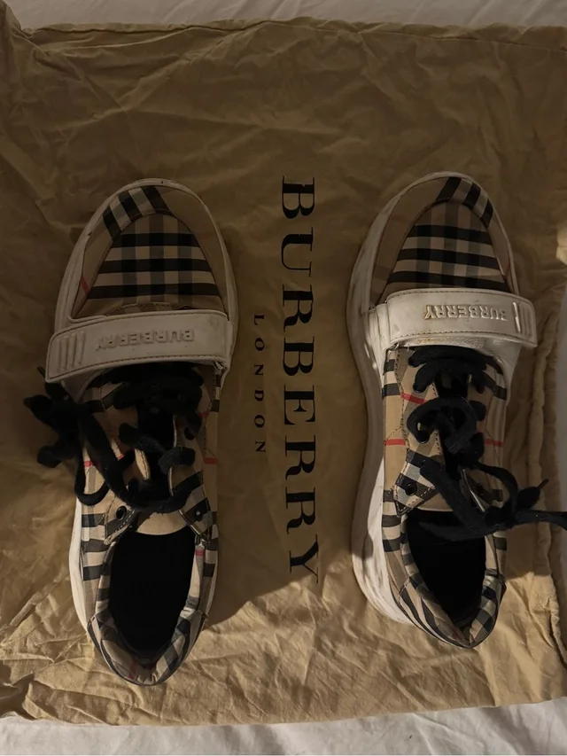 Burberry Beige Vintage Check Adult Sneakers With Black Laces in brown|black|neutral from Poshmark