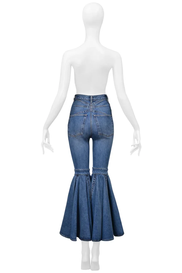 Alaïa Blue Denim Ultra Flare Jeans in Blue Denim from Resurrection Vintage, photo 2 of 8