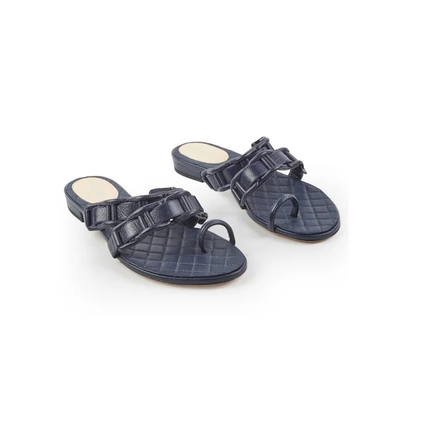 Chanel Sandals Navy Size 36 in Navy Leather from The Purse Affair