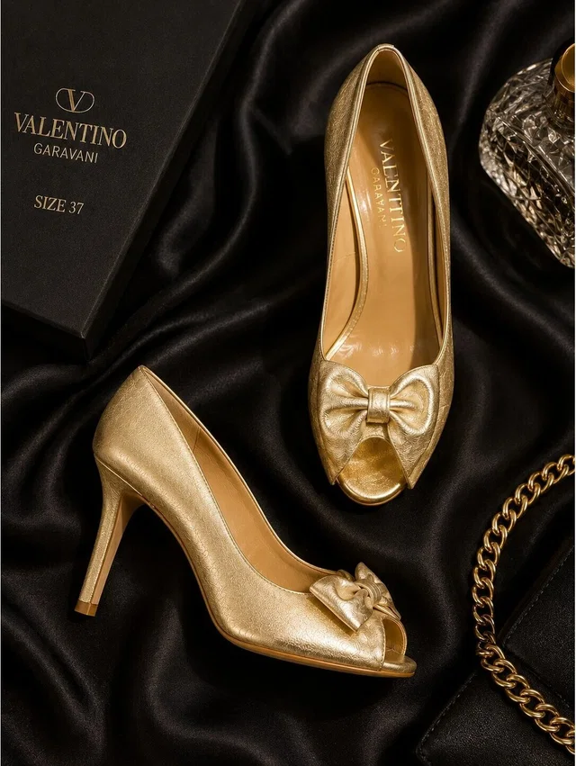 Valentino Garavani Bow Heels - Size 37 in gold from Poshmark
