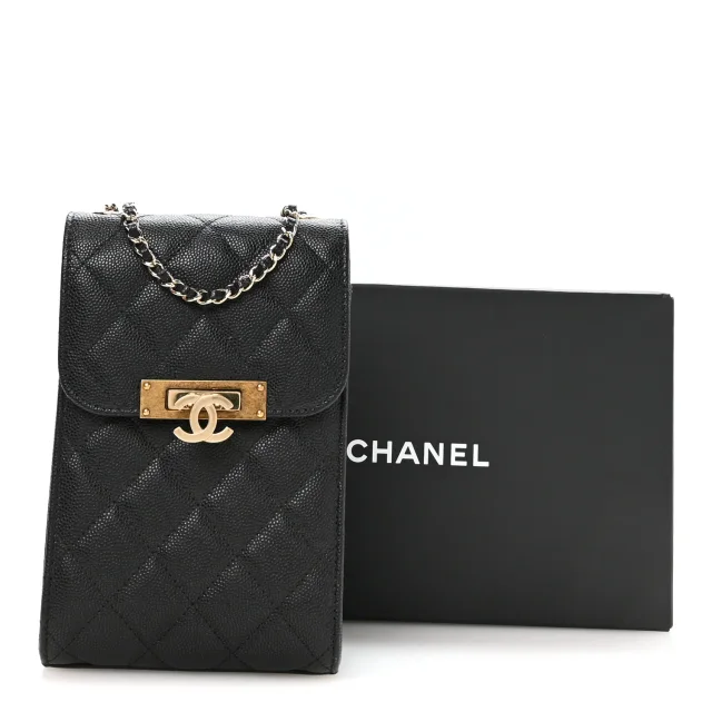 Chanel Caviar Quilted Golden Class Phone Holder Black in Black Caviar leather from FASHIONPHILE, photo 12 of 12