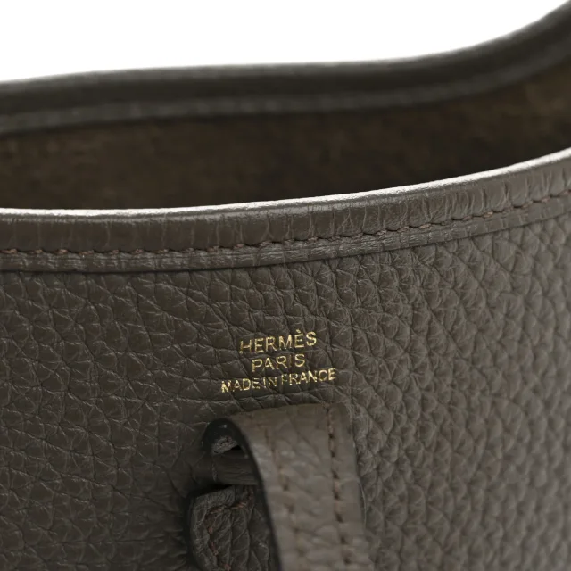Hermès Taurillon Clemence Evelyne TPM Etain in Taupe Clemence leather from FASHIONPHILE, photo 6 of 13
