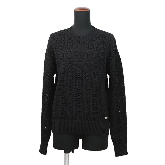 Chanel COCO BEACH Pullover Knit Sweater Size 38 BlackP76925 K11083 94305 Cotton 100% from GALLERY RARE