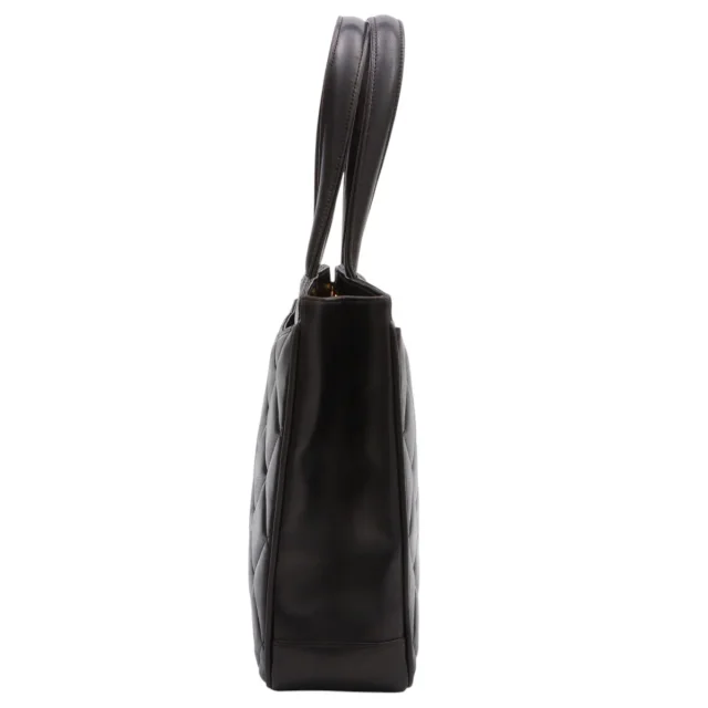 Chanel Matelassé Stitch CC Turnlock Tote Bag, Black, Made around 1995 in Black Lambskin from VINTAGE QOO TOKYO, photo 3 of 10