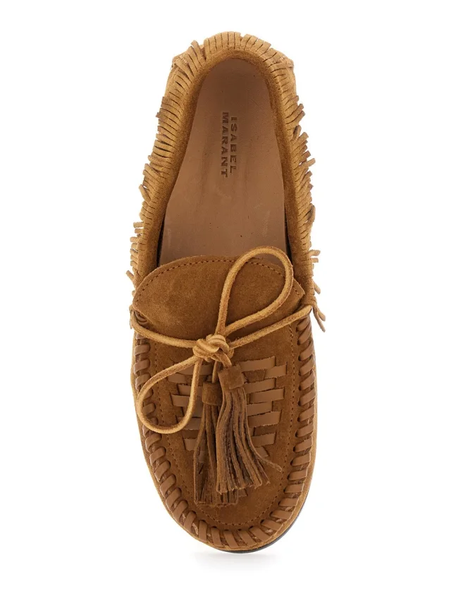 Isabel marant Loafers 'Fitza' with Fringed Details and Bow on the Front in Brown Suede for Women in Brown 100% CALF, photo 7 of 8 from Gaudenzi Boutique